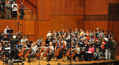 Gemeinsame Probe mit dem Radio-Sinfonieorchester Stuttgart des SWR und der Gächinger Kantorei